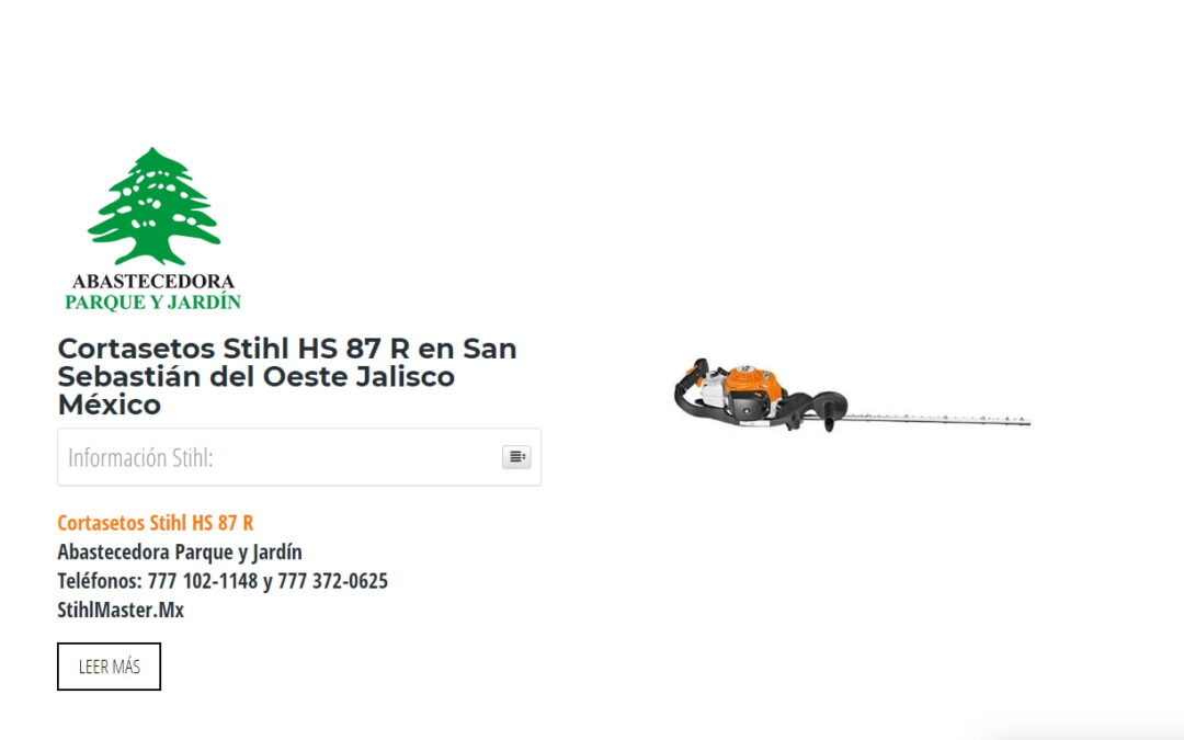 Cortasetos Stihl HS 87 R en San Sebastián del Oeste Jalisco México