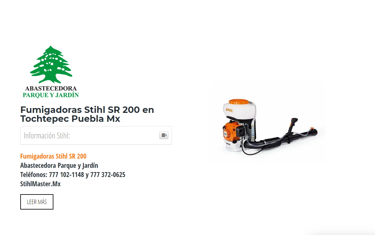 Fumigadoras Stihl SR 200 en Tochtepec Puebla Mx - StihlMaster.mx