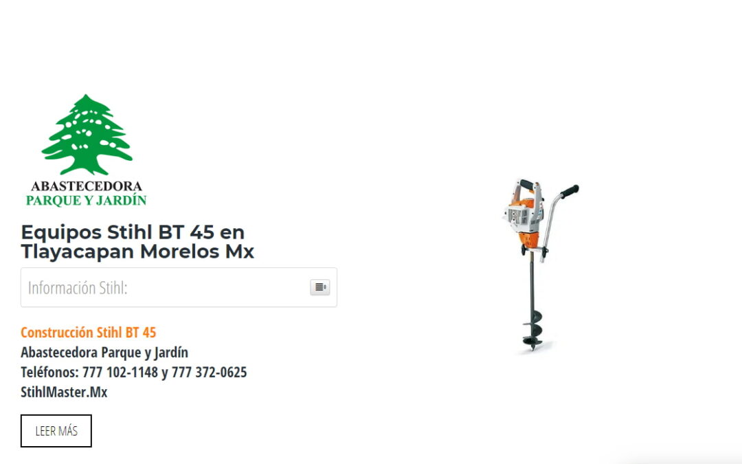 Equipos Stihl BT 45 en Tlayacapan Morelos Mx