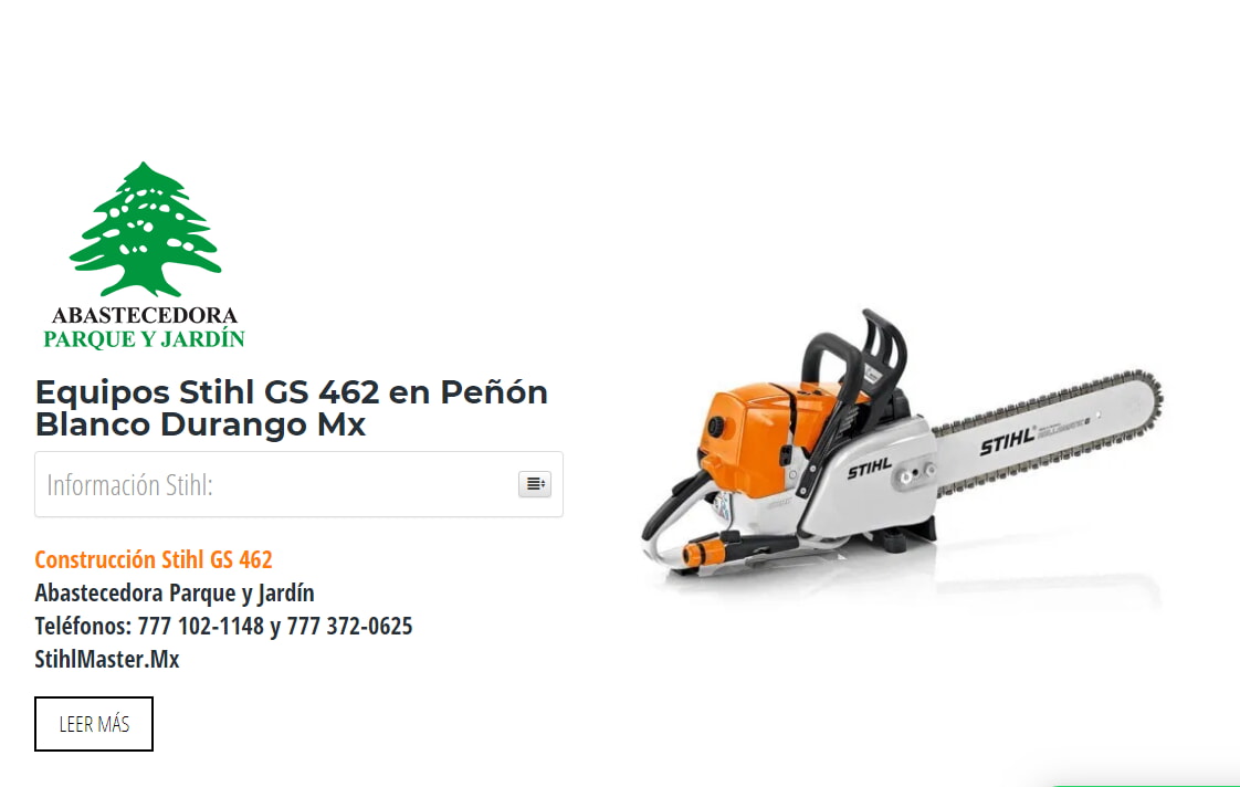 Equipos Stihl GS 462 en Peñón Blanco Durango Mx