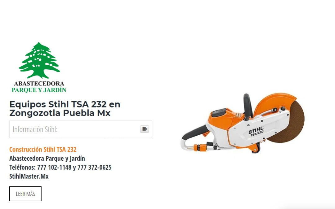 Equipos Stihl TSA 232 en Zongozotla Puebla Mx