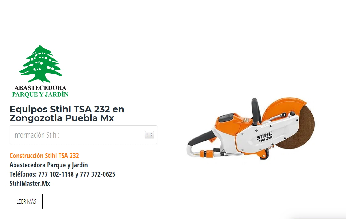 Equipos Stihl TSA 232 en Zongozotla Puebla Mx
