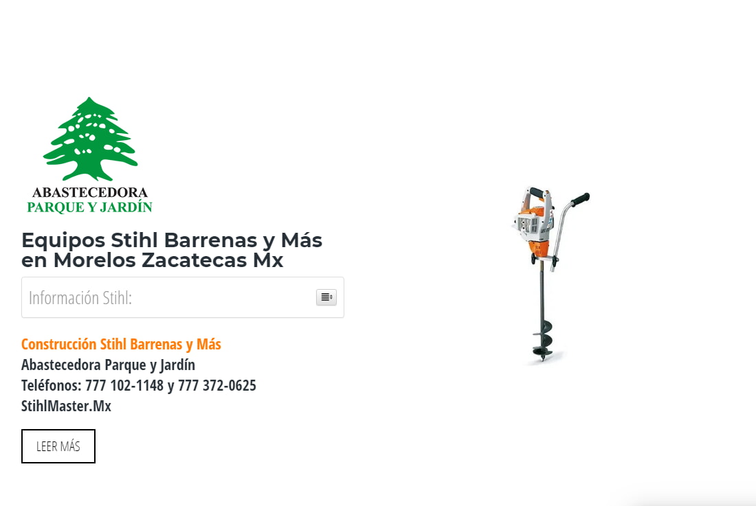 Equipos Stihl Barrenas y Más en Morelos Zacatecas Mx