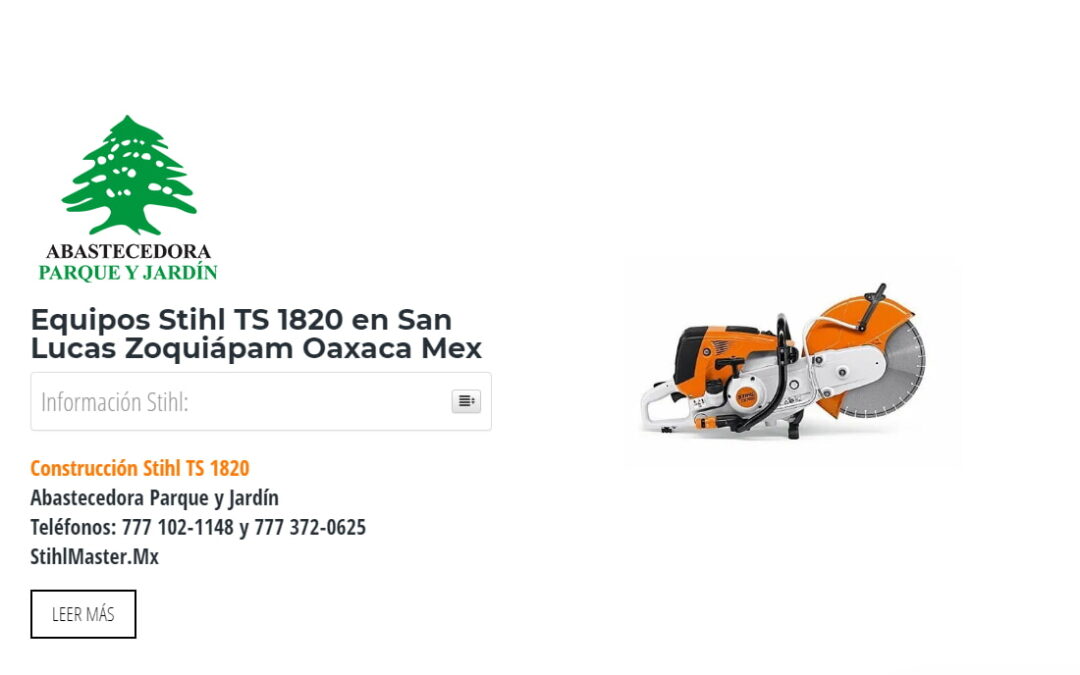 Equipos Stihl TS 1820 en San Lucas Zoquiápam Oaxaca Mex