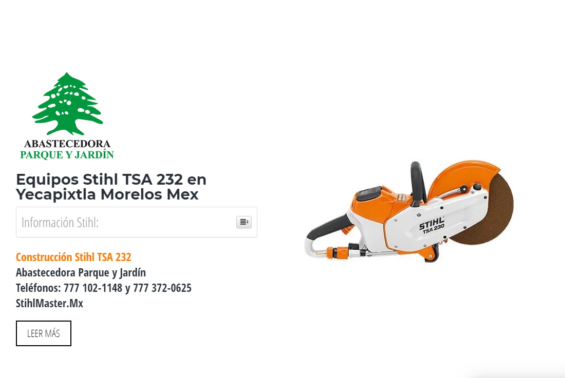Equipos Stihl TSA 232 en Yecapixtla Morelos Mex