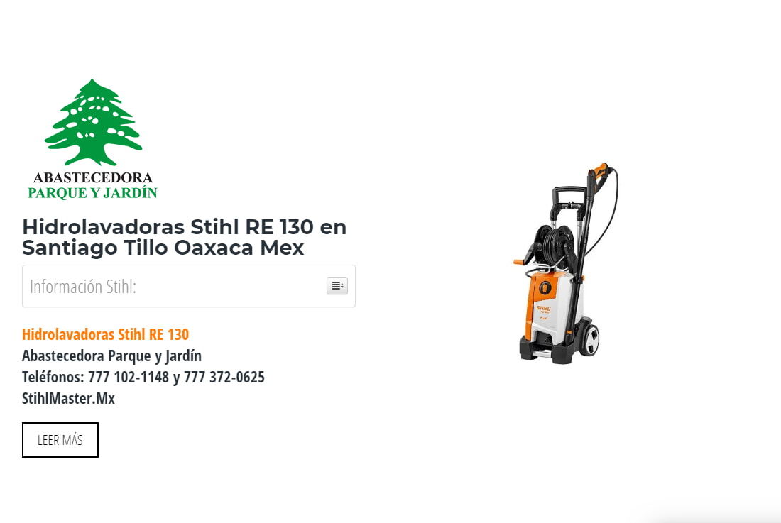 Hidrolavadoras Stihl RE 130 en Santiago Tillo Oaxaca Mex