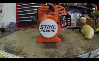 Stihl FS55 RC clutch drum, clutch, and flywheel removal.