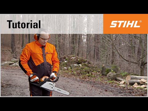 Knee start using the STIHL MS 211 C chainsaw with ErgoStart