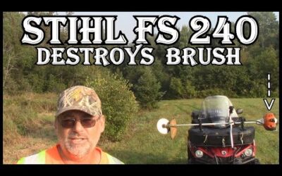 STIHL FS 240 BRUSH CUTTER DESTROYS BRUSH WITH 120 TOOTH CARBIDE RENEGADE BLADE