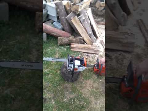 Husqvarna 135 et Stihl ms 193 t en action