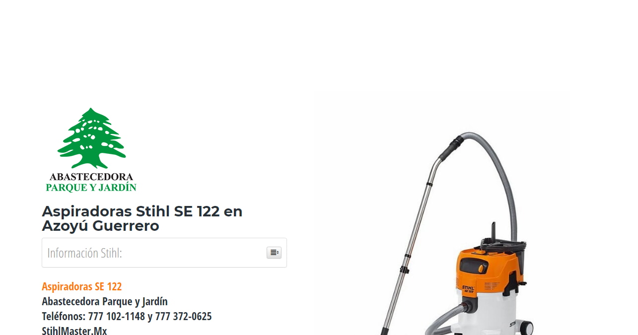 Aspiradoras Stihl SE 122 en Azoyú Guerrero en Stihl Master contamos con más de 43 Aspiradoras listas para distribuirse en Guerrero y todo México.