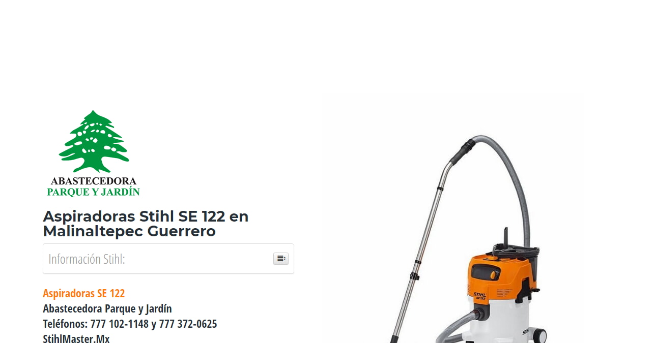 Aspiradoras Stihl SE 122 en Malinaltepec Guerrero en Stihl Master contamos con más de 50 Aspiradoras listas para distribuirse en Guerrero y todo México.