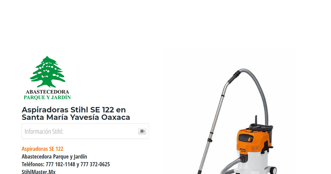 Aspiradoras Stihl SE 122 en Santa María Yavesía Oaxaca en Stihl Master contamos con más de 55 Aspiradoras listas para distribuirse en Oaxaca y todo México.