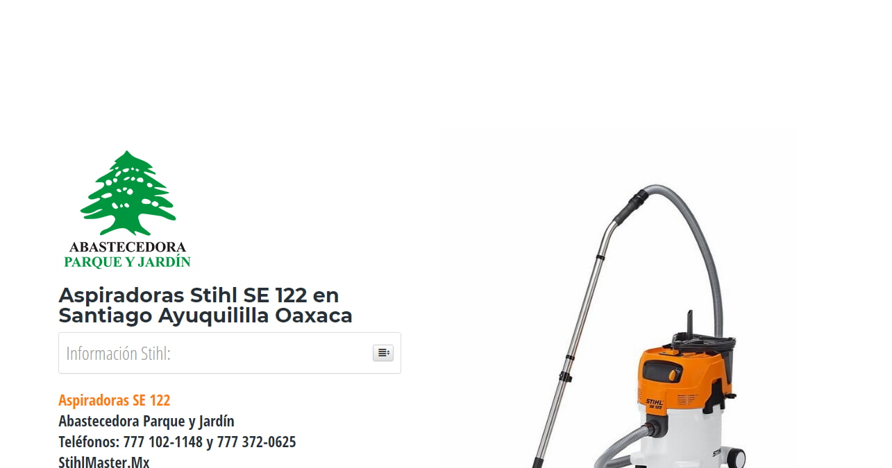 Aspiradoras Stihl SE 122 en Santiago Ayuquililla Oaxaca en Stihl Master contamos con más de 56 Aspiradoras listas para distribuirse en Oaxaca y todo México.