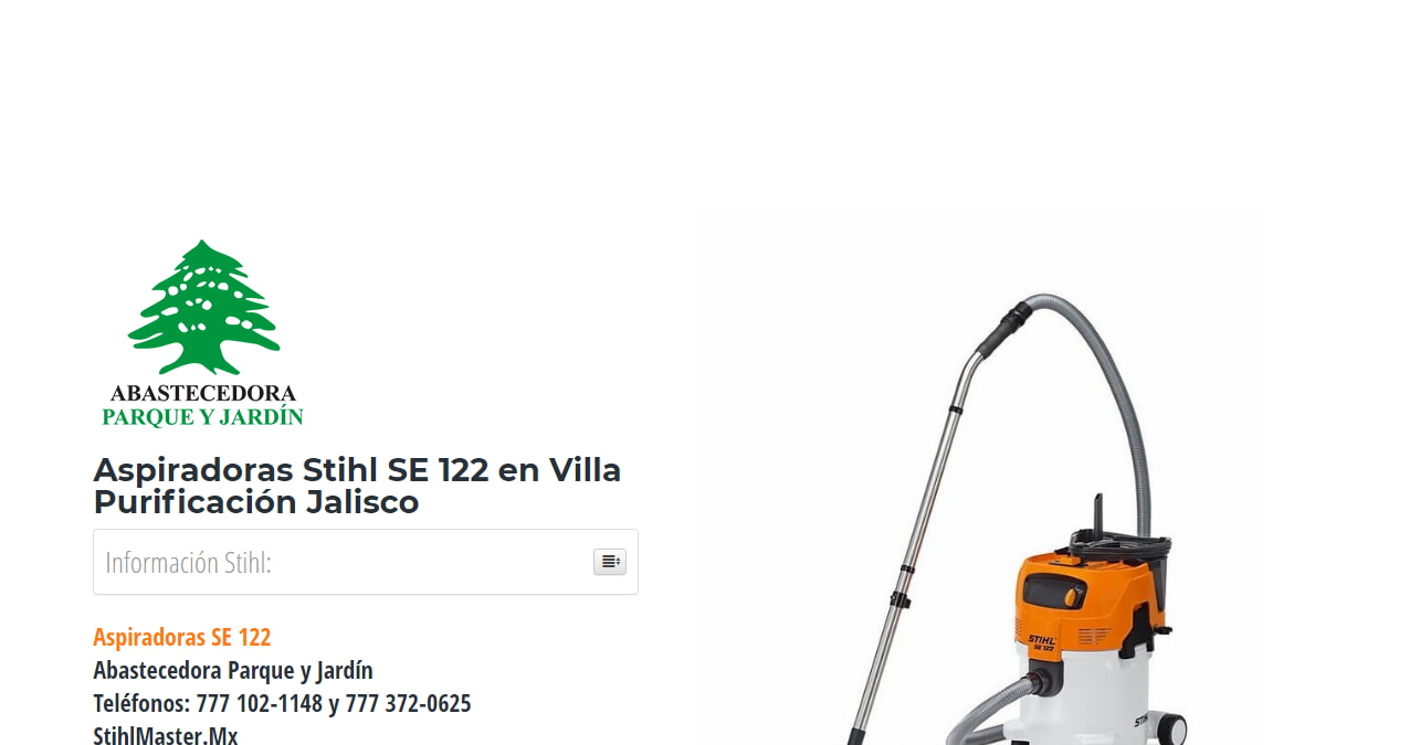 Aspiradoras Stihl SE 122 en Villa Purificación Jalisco en Stihl Master contamos con más de 55 Aspiradoras listas para distribuirse en Jalisco y todo México.