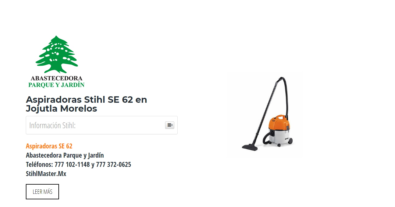 Aspiradoras Stihl SE 62 en Jojutla Morelos en Stihl Master contamos con más de 43 Aspiradoras listas para distribuirse en Morelos y todo México.