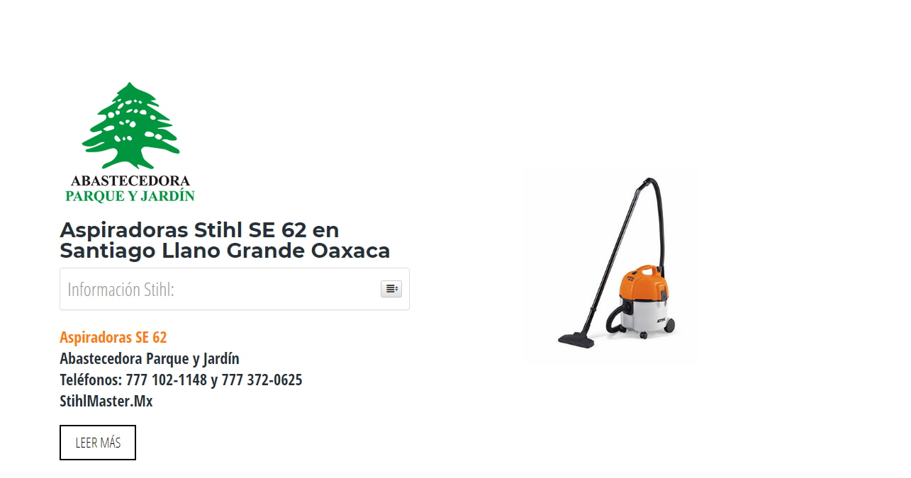 Aspiradoras Stihl SE 62 en Santiago Llano Grande Oaxaca en Stihl Master contamos con más de 56 Aspiradoras listas para distribuirse en Oaxaca y todo México.