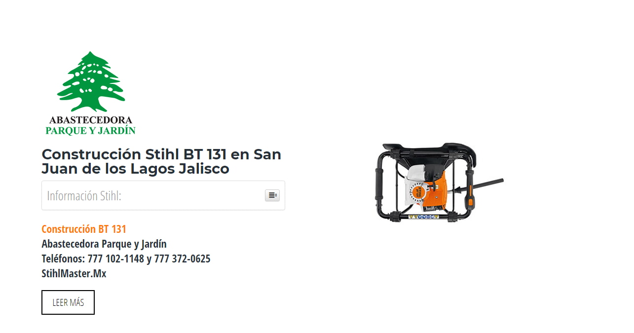 Construcción Stihl BT 131 en San Juan de los Lagos Jalisco en Stihl Master contamos con más de 59 Construcción listas para distribuirse en Jalisco y todo México.
