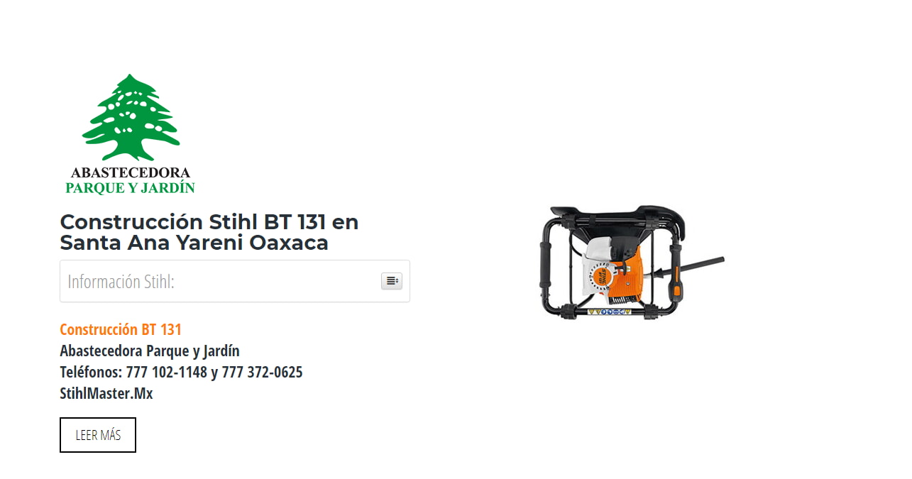 Construcción Stihl BT 131 en Santa Ana Yareni Oaxaca en Stihl Master contamos con más de 53 Construcción listas para distribuirse en Oaxaca y todo México.