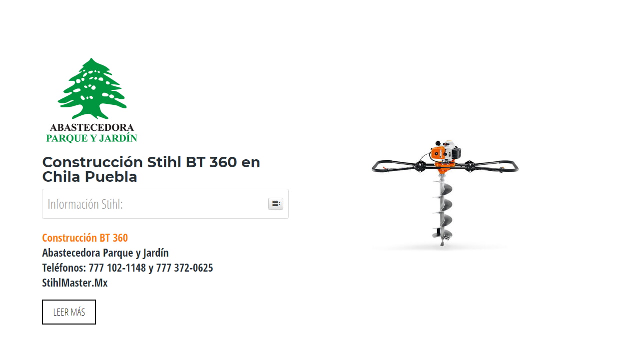 Construcción Stihl BT 360 en Chila Puebla en Stihl Master contamos con más de 42 Construcción listas para distribuirse en Puebla y todo México.