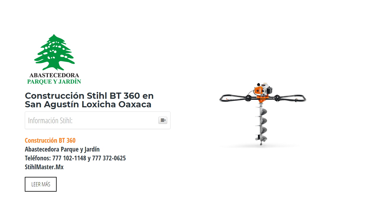Construcción Stihl BT 360 en San Agustín Loxicha Oaxaca en Stihl Master contamos con más de 56 Construcción listas para distribuirse en Oaxaca y todo México.
