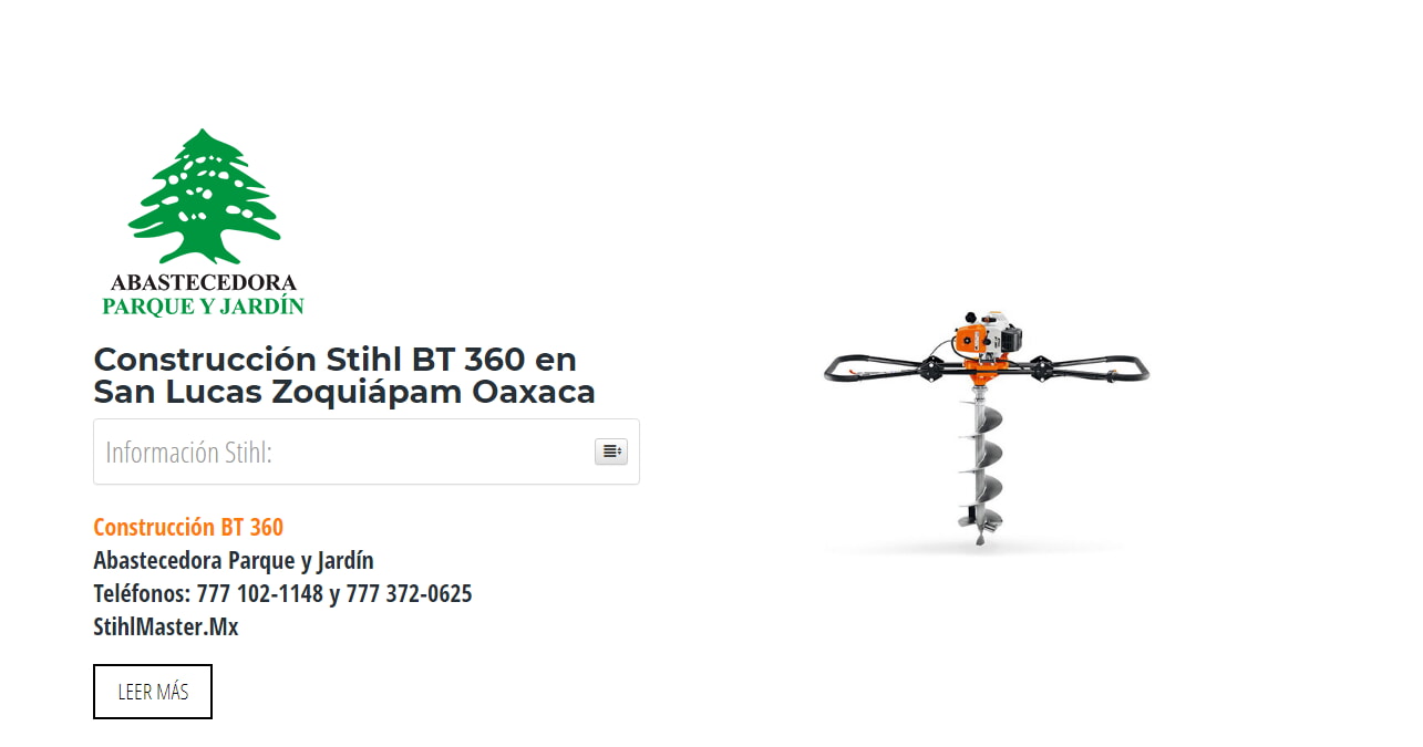 Construcción Stihl BT 360 en San Lucas Zoquiápam Oaxaca en Stihl Master contamos con más de 56 Construcción listas para distribuirse en Oaxaca y todo México.