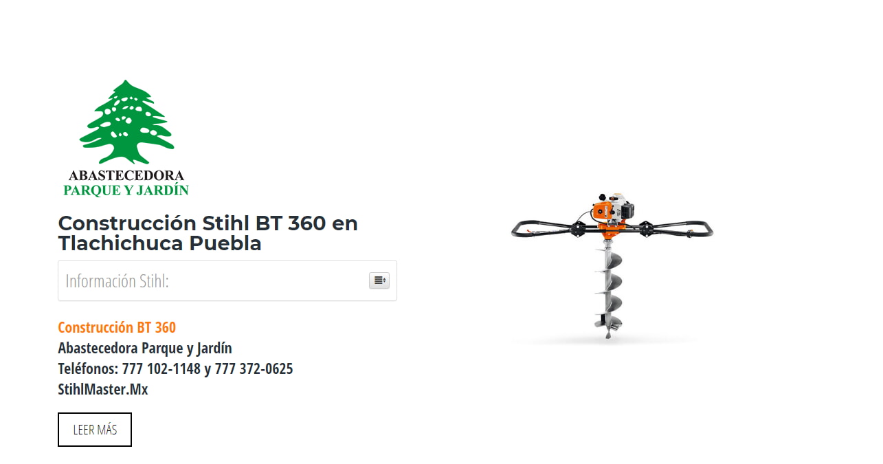 Construcción Stihl BT 360 en Tlachichuca Puebla en Stihl Master contamos con más de 48 Construcción listas para distribuirse en Puebla y todo México.