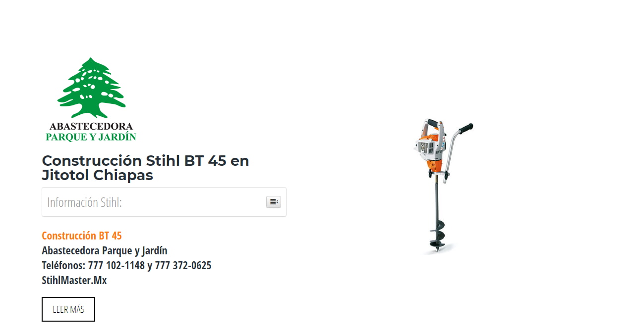 Construcción Stihl BT 45 en Jitotol Chiapas en Stihl Master contamos con más de 44 Construcción listas para distribuirse en Chiapas y todo México.