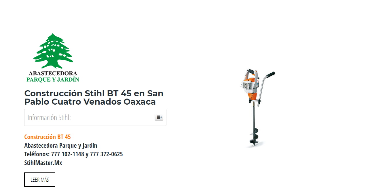 Construcción Stihl BT 45 en San Pablo Cuatro Venados Oaxaca en Stihl Master contamos con más de 60 Construcción listas para distribuirse en Oaxaca y todo México.