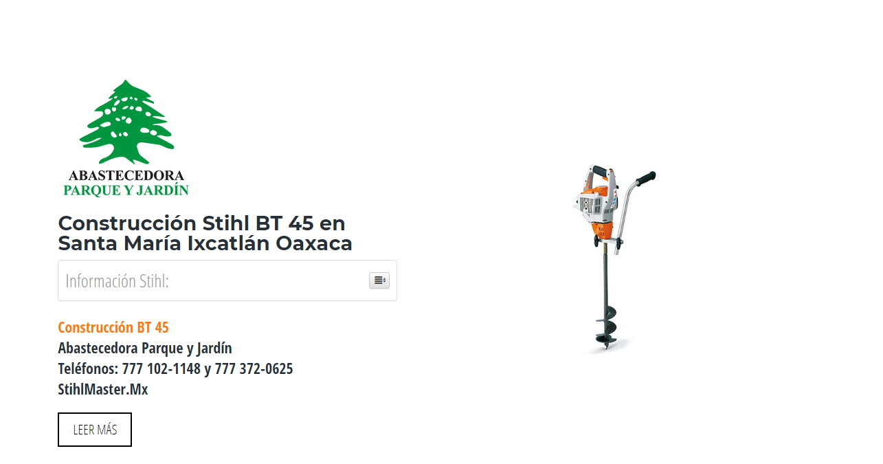 Construcción Stihl BT 45 en Santa María Ixcatlán Oaxaca en Stihl Master contamos con más de 56 Construcción listas para distribuirse en Oaxaca y todo México.