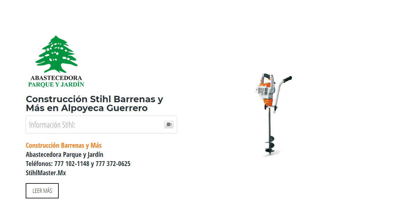 Construcción Stihl Barrenas y Más en Alpoyeca Guerrero en Stihl Master contamos con más de 55 Construcción listas para distribuirse en Guerrero y todo México.