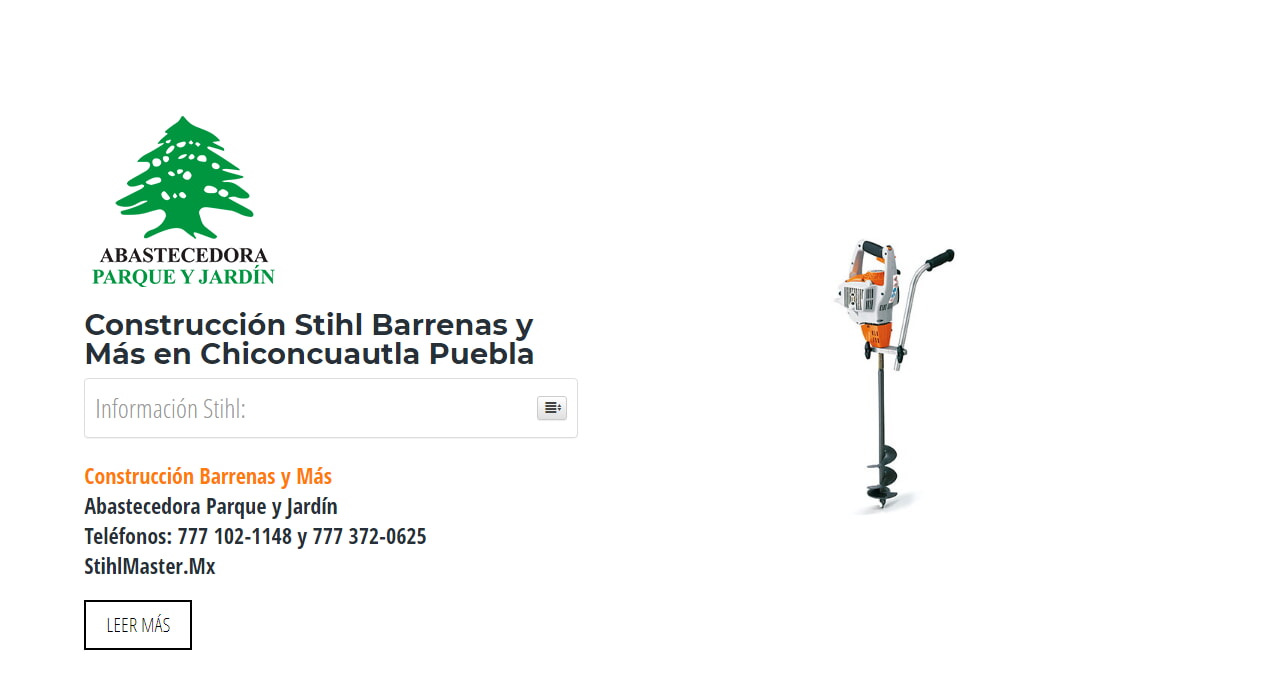 Construcción Stihl Barrenas y Más en Chiconcuautla Puebla en Stihl Master contamos con más de 58 Construcción listas para distribuirse en Puebla y todo México.