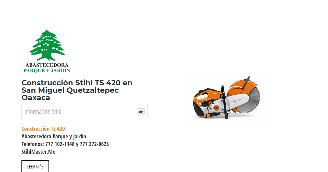 Construcción Stihl TS 420 en San Miguel Quetzaltepec Oaxaca en Stihl Master contamos con más de 60 Construcción listas para distribuirse en Oaxaca y todo México.