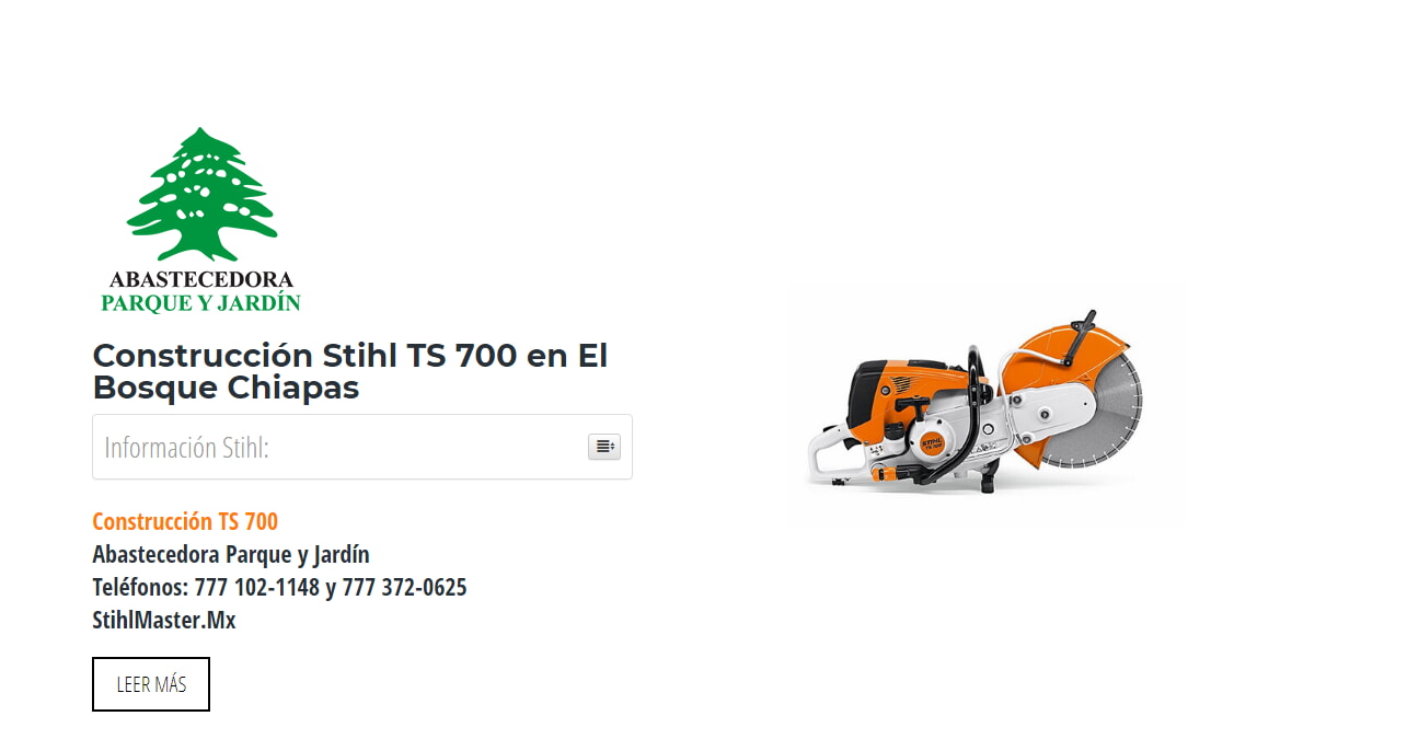 Construcción Stihl TS 700 en El Bosque Chiapas en Stihl Master contamos con más de 47 Construcción listas para distribuirse en Chiapas y todo México.