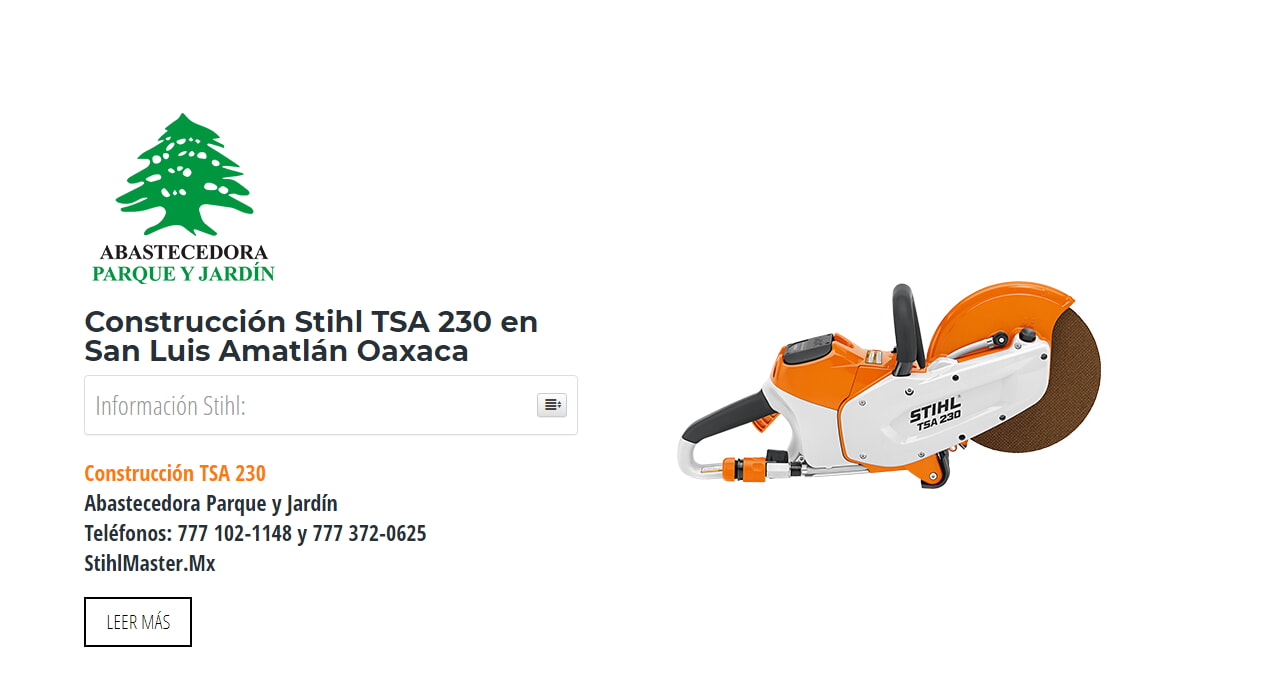 Construcción Stihl TSA 230 en San Luis Amatlán Oaxaca en Stihl Master contamos con más de 54 Construcción listas para distribuirse en Oaxaca y todo México.