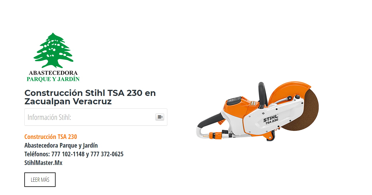 Construcción Stihl TSA 230 en Zacualpan Veracruz en Stihl Master contamos con más de 49 Construcción listas para distribuirse en Veracruz y todo México.
