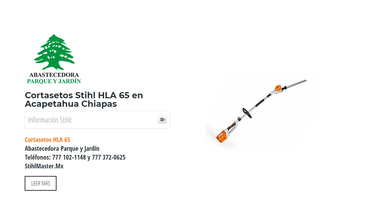 Cortasetos Stihl HLA 65 en Acapetahua Chiapas en Stihl Master contamos con más de 46 Cortasetos listas para distribuirse en Chiapas y todo México.