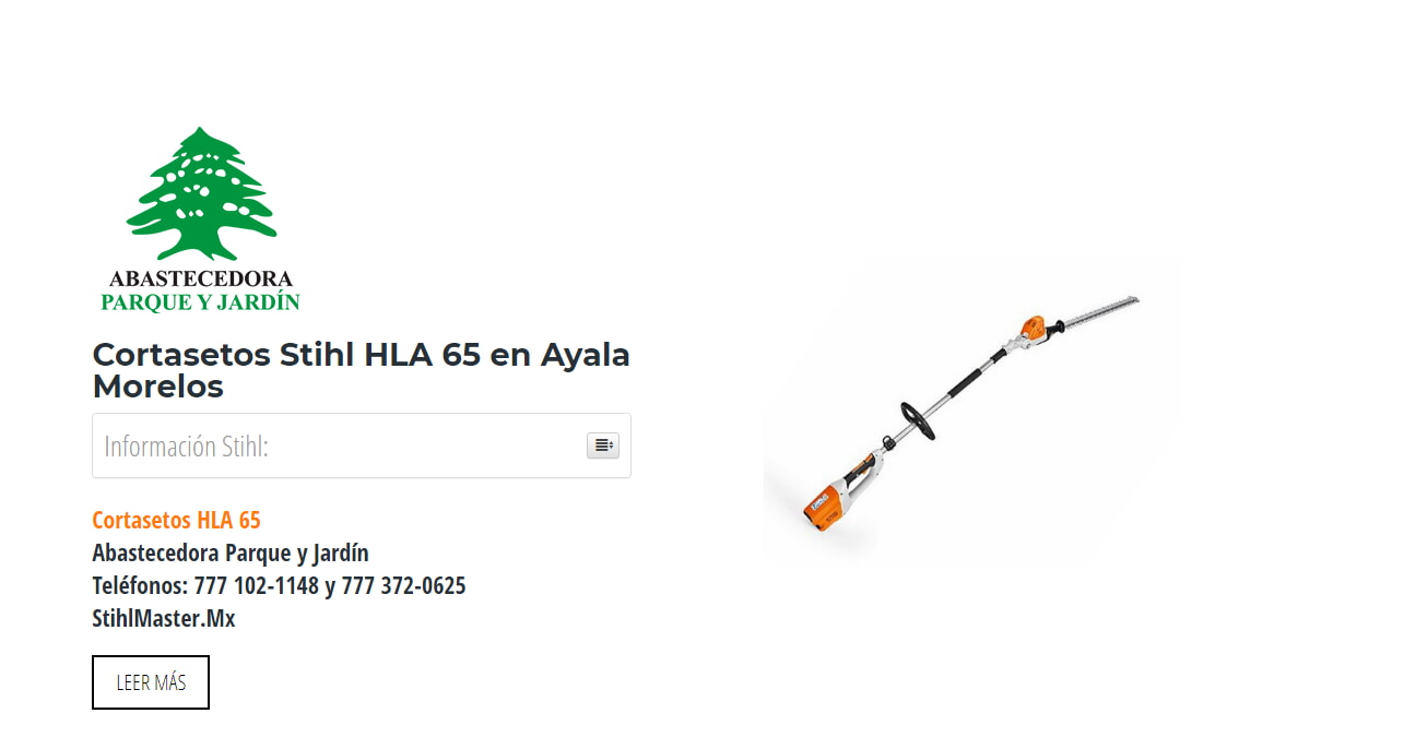 Cortasetos Stihl HLA 65 en Ayala Morelos en Stihl Master contamos con más de 41 Cortasetos listas para distribuirse en Morelos y todo México.