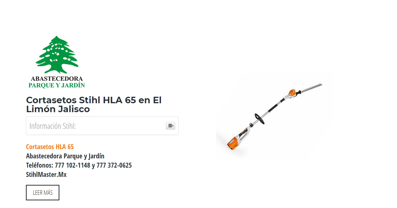 Cortasetos Stihl HLA 65 en El Limón Jalisco en Stihl Master contamos con más de 44 Cortasetos listas para distribuirse en Jalisco y todo México.