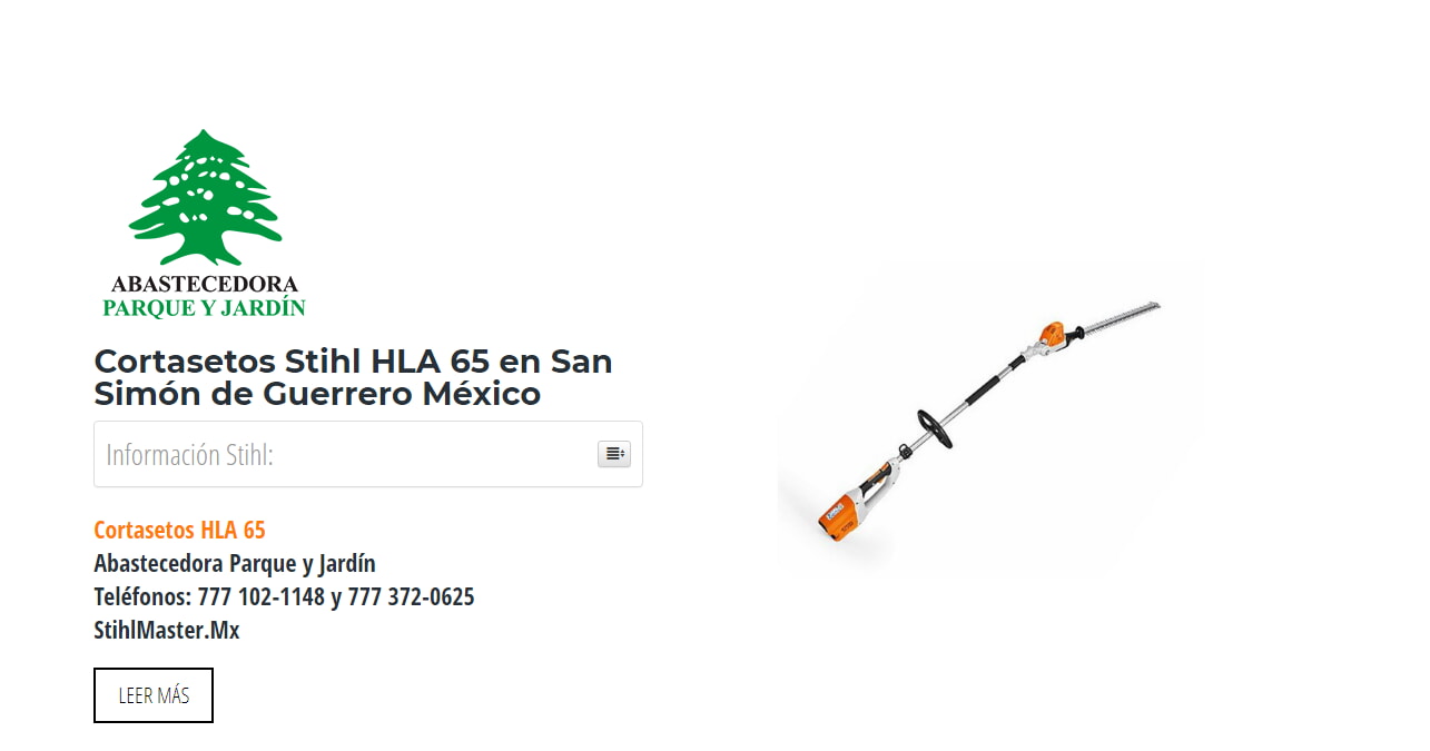 Cortasetos Stihl HLA 65 en San Simón de Guerrero México en Stihl Master contamos con más de 56 Cortasetos listas para distribuirse en México y todo México.