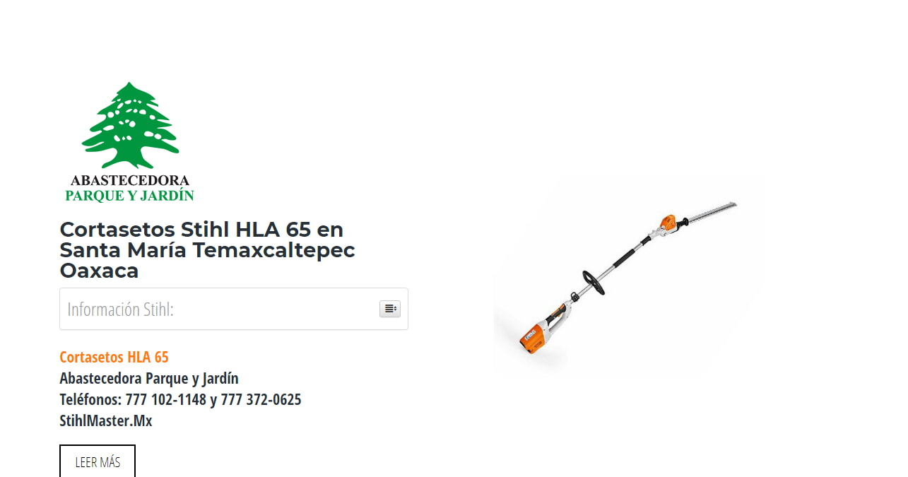 Cortasetos Stihl HLA 65 en Santa María Temaxcaltepec Oaxaca en Stihl Master contamos con más de 60 Cortasetos listas para distribuirse en Oaxaca y todo México.
