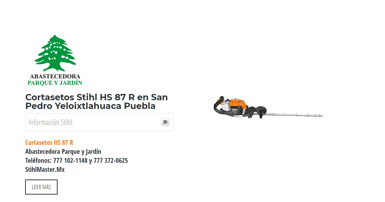 Cortasetos Stihl HS 87 R en San Pedro Yeloixtlahuaca Puebla en Stihl Master contamos con más de 60 Cortasetos listas para distribuirse en Puebla y todo México.