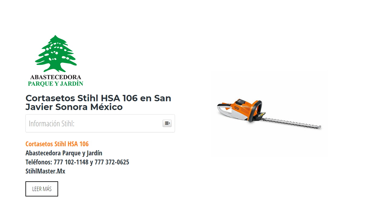 Cortasetos Stihl HSA 106 en San Javier Sonora México en Stihl Master contamos con más de 52 Cortasetos listas para distribuirse en Sonora y todo México.