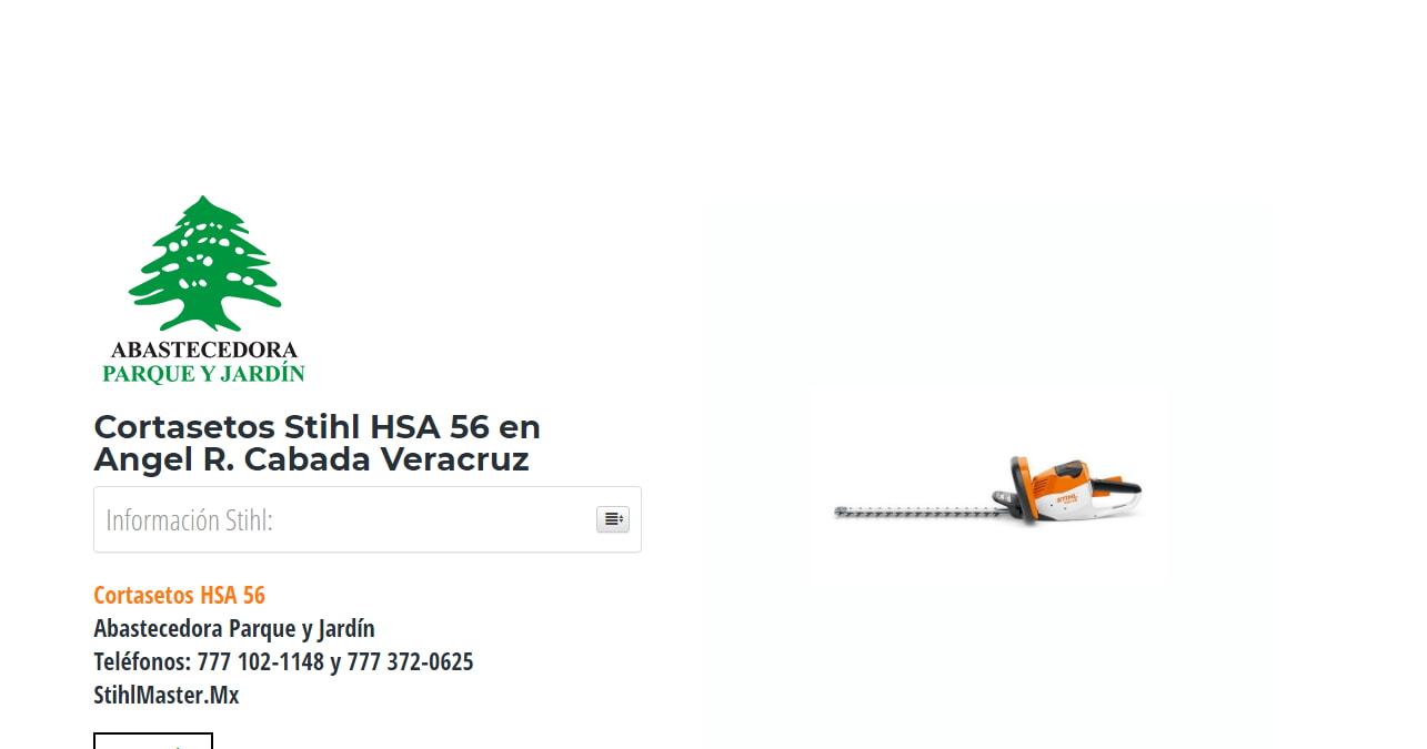Cortasetos Stihl HSA 56 en Angel R. Cabada Veracruz en Stihl Master contamos con más de 52 Cortasetos listas para distribuirse en Veracruz y todo México.