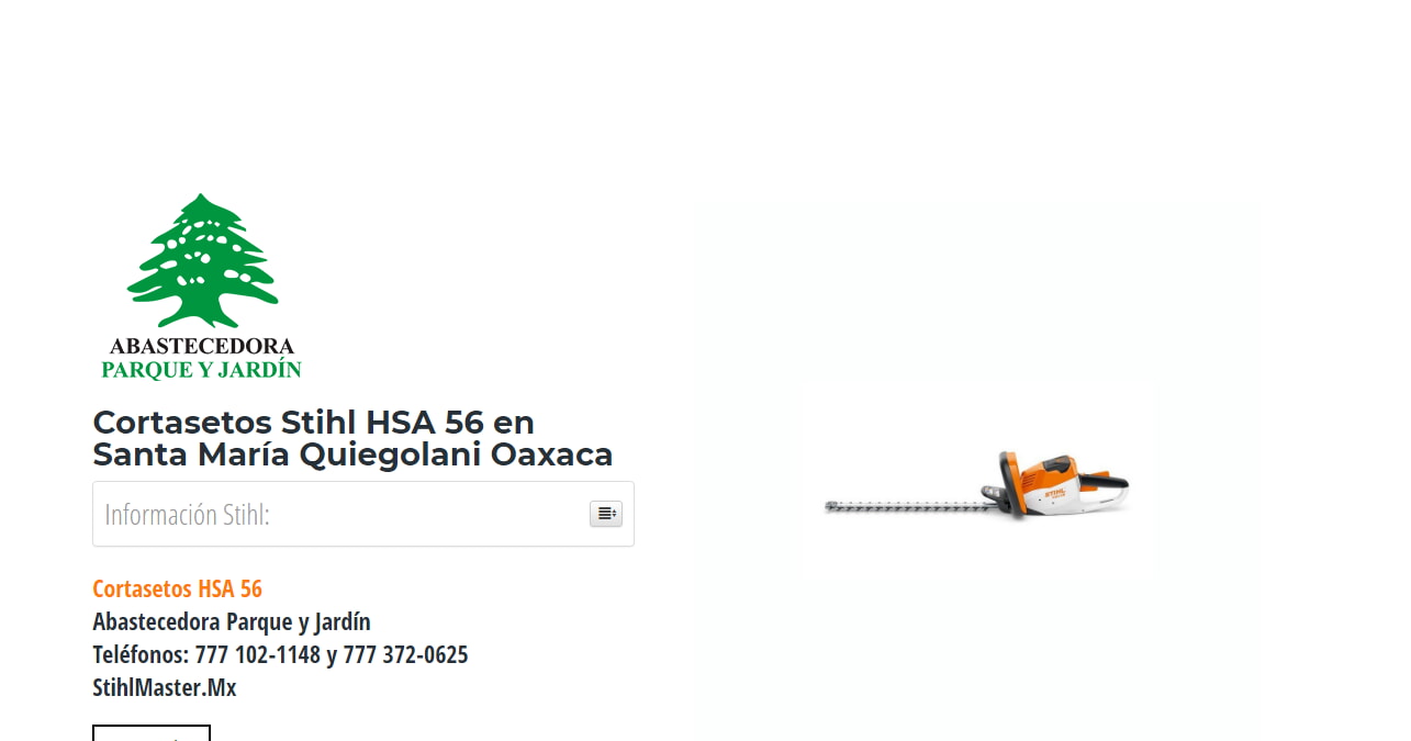 Cortasetos Stihl HSA 56 en Santa María Quiegolani Oaxaca en Stihl Master contamos con más de 57 Cortasetos listas para distribuirse en Oaxaca y todo México.