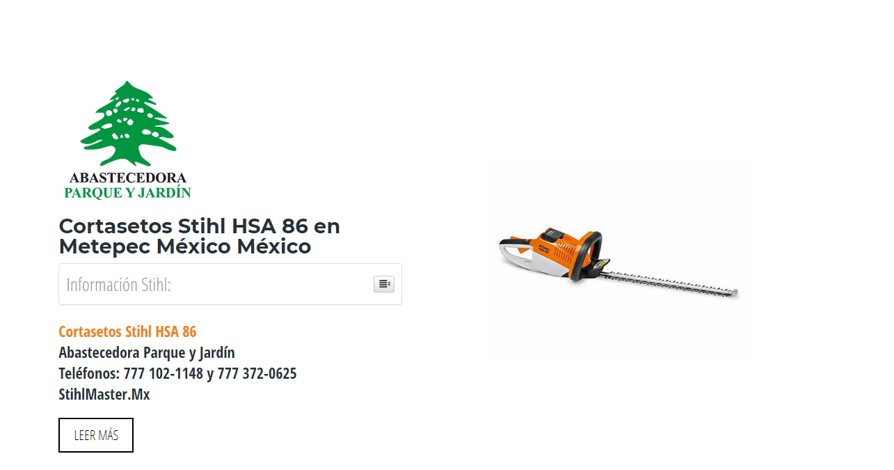 Cortasetos Stihl HSA 86 en Metepec México México en Stihl Master contamos con más de 48 Cortasetos listas para distribuirse en México y todo México.