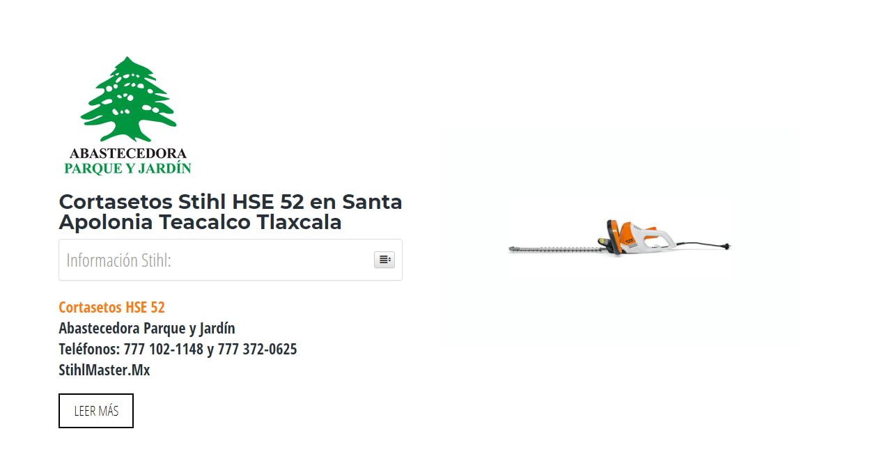 Cortasetos Stihl HSE 52 en Santa Apolonia Teacalco Tlaxcala en Stihl Master contamos con más de 60 Cortasetos listas para distribuirse en Tlaxcala y todo México.