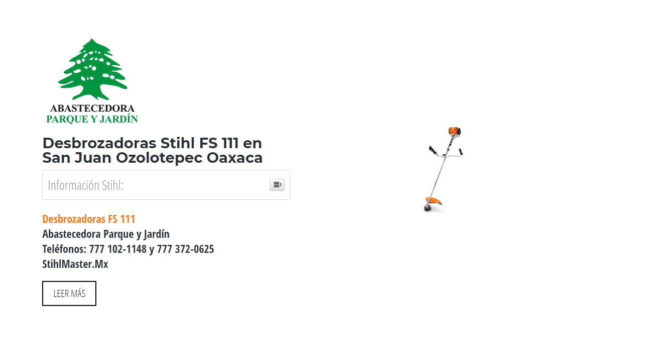 Desbrozadoras Stihl FS 111 en San Juan Ozolotepec Oaxaca en Stihl Master contamos con más de 57 Desbrozadoras listas para distribuirse en Oaxaca y todo México.