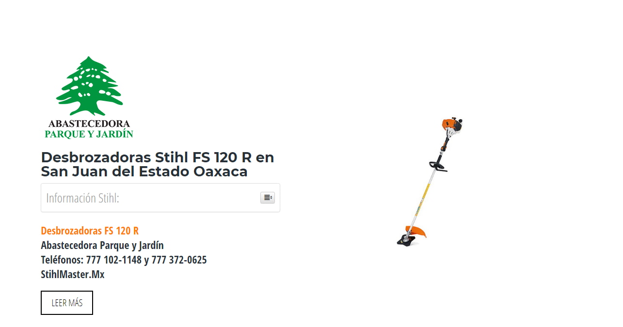 Desbrozadoras Stihl FS 120 R en San Juan del Estado Oaxaca en Stihl Master contamos con más de 59 Desbrozadoras listas para distribuirse en Oaxaca y todo México.