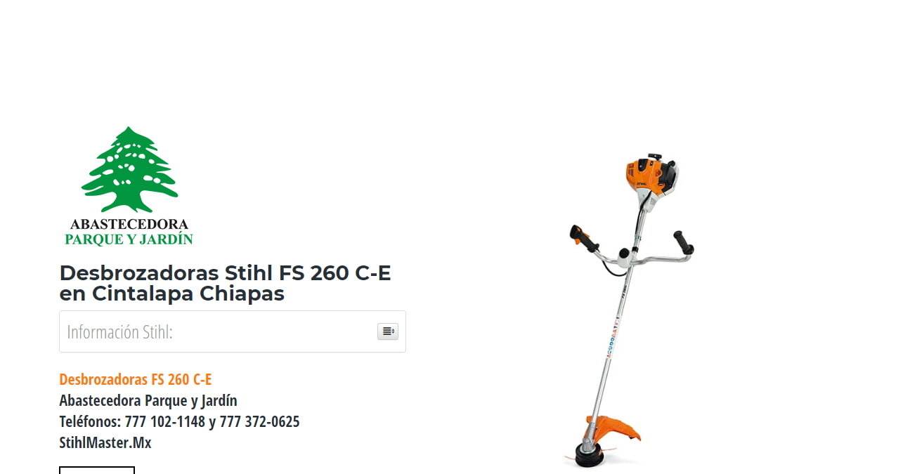 Desbrozadoras Stihl FS 260 C-E en Cintalapa Chiapas en Stihl Master contamos con más de 52 Desbrozadoras listas para distribuirse en Chiapas y todo México.